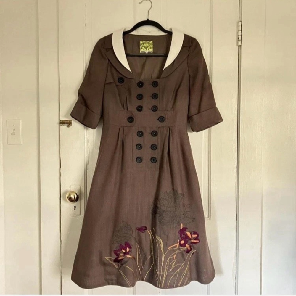 Floreat Brown Midi Dress Size 8